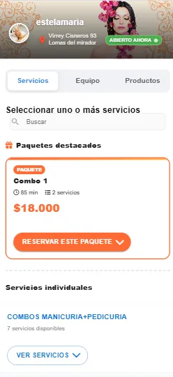 Portal de reservas online que ven los clientes de Turnoclick